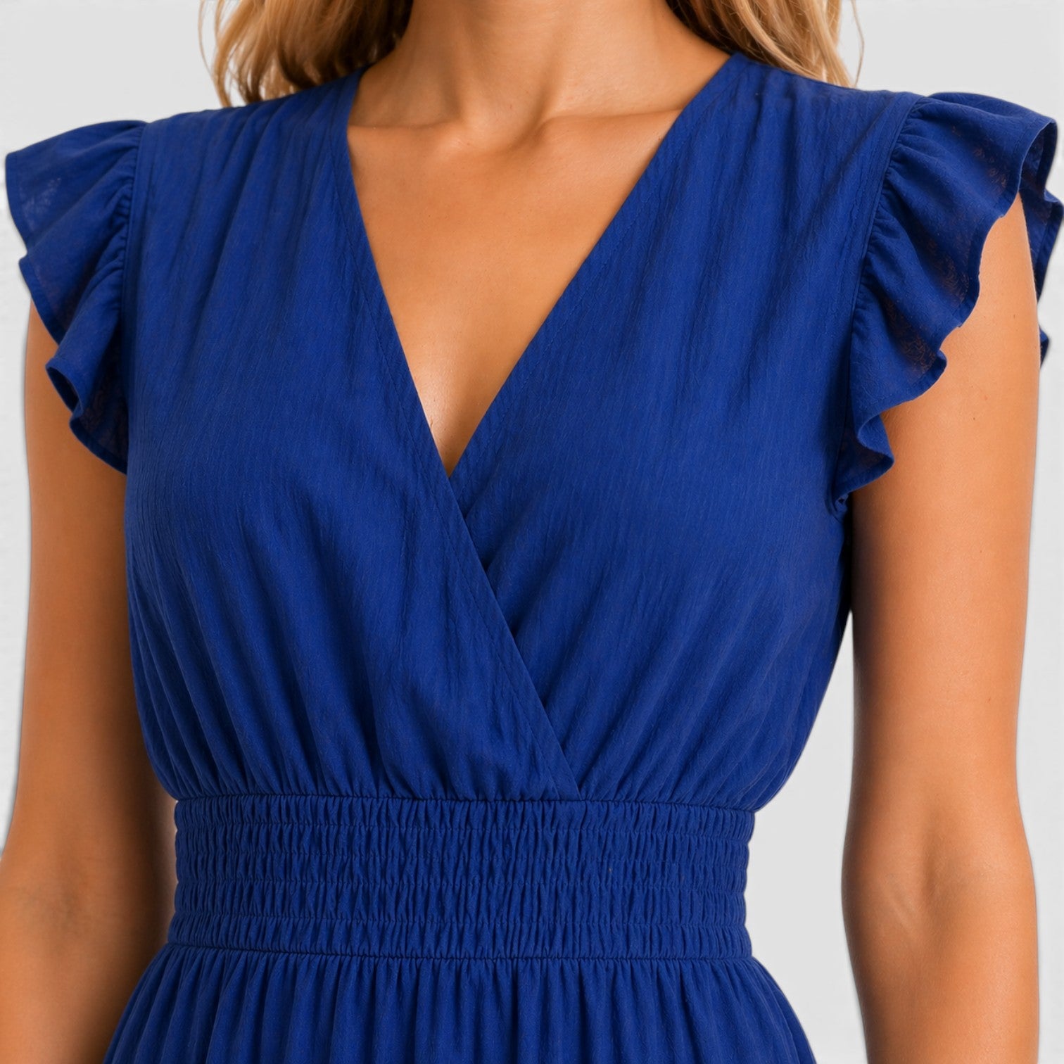 Felorro | Women’s Wrap Midi Dress Cotton Comfortable Elegant Summer