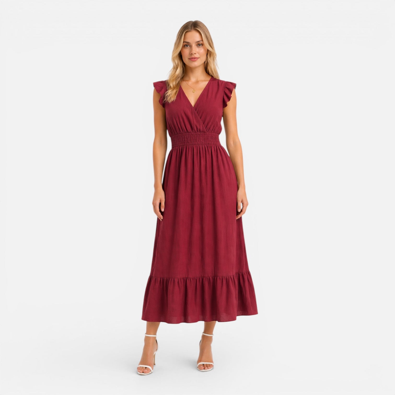 Felorro | Women’s Wrap Midi Dress Cotton Comfortable Elegant Summer