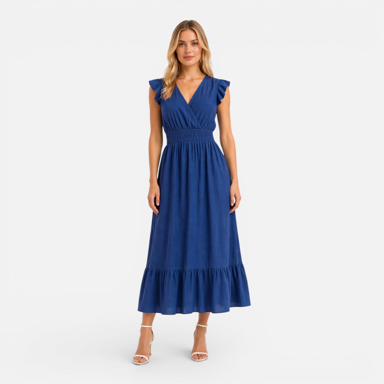 Felorro | Women’s Wrap Midi Dress Cotton Comfortable Elegant Summer
