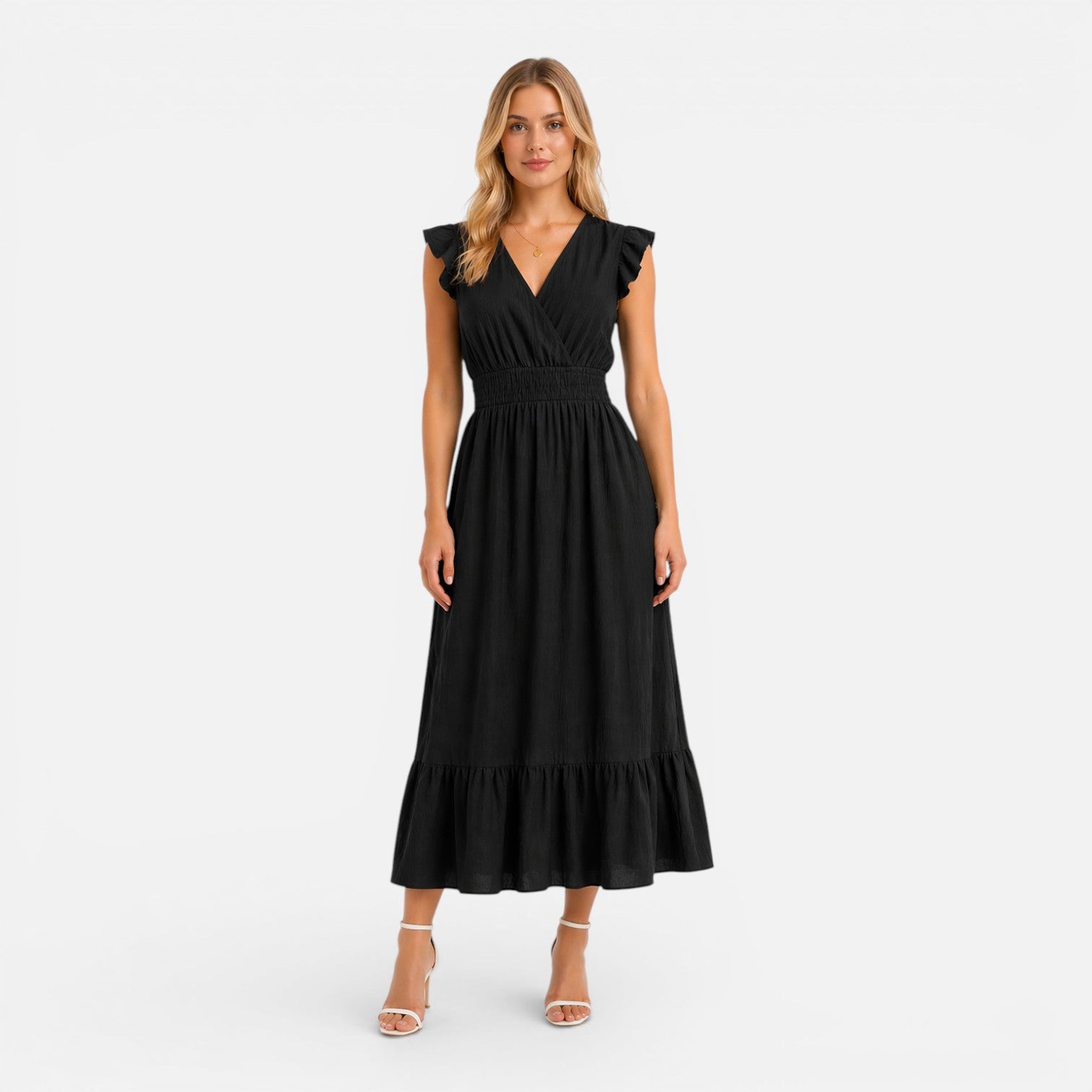 Felorro | Women’s Wrap Midi Dress Cotton Comfortable Elegant Summer