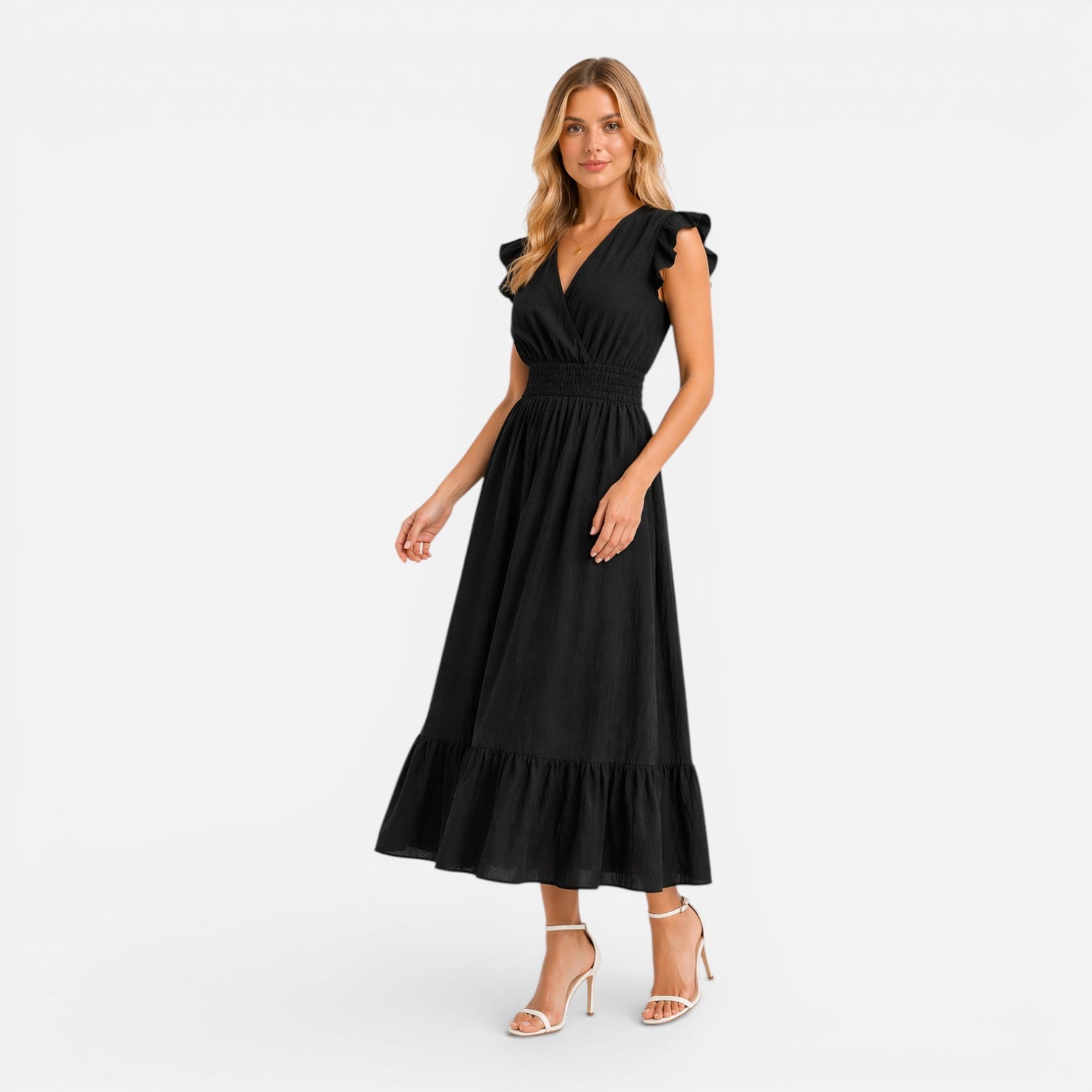 Felorro | Women’s Wrap Midi Dress Cotton Comfortable Elegant Summer