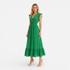 Felorro | Women’s Wrap Midi Dress Cotton Comfortable Elegant Summer