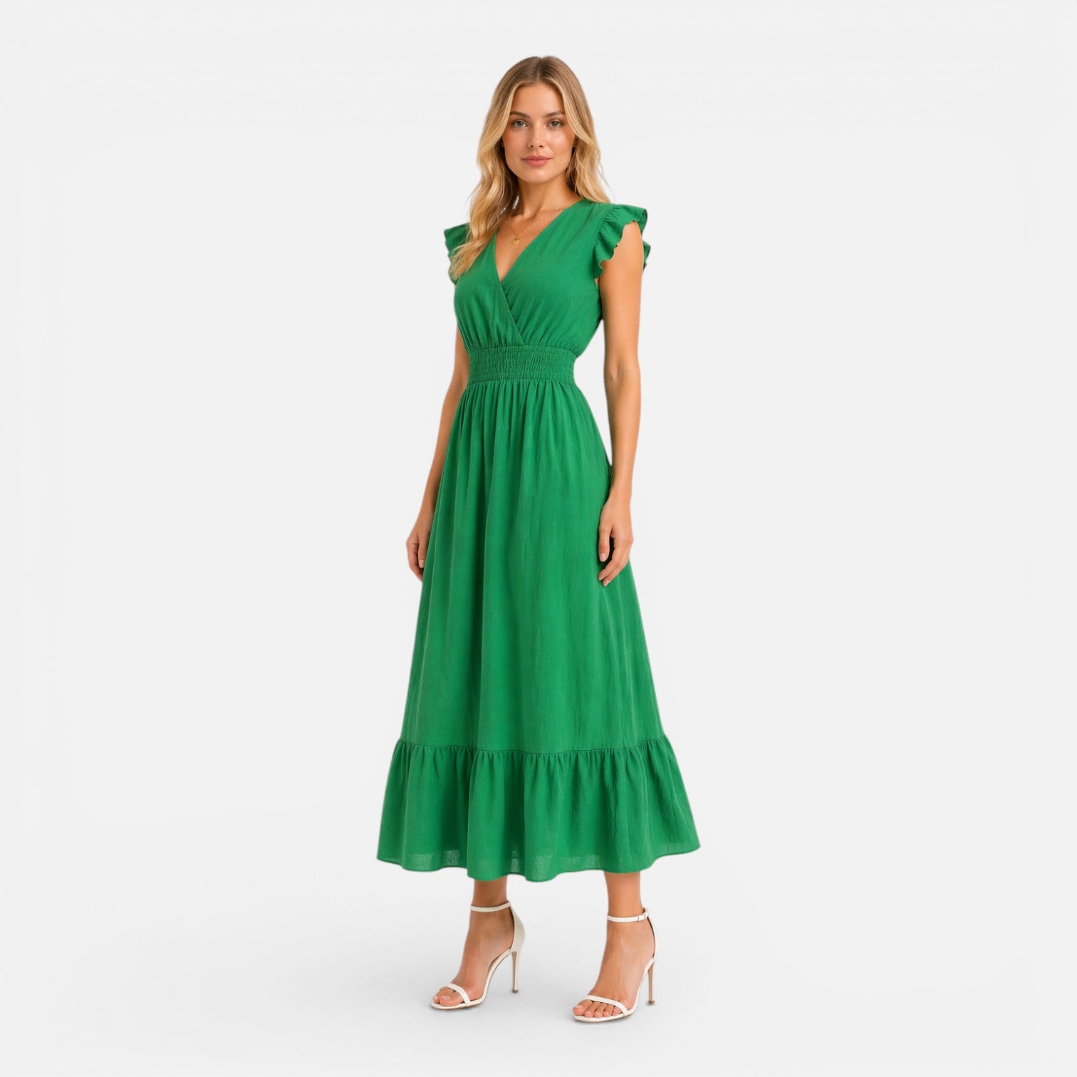 Felorro | Women’s Wrap Midi Dress Cotton Comfortable Elegant Summer