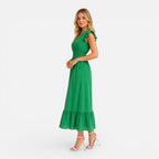 Felorro | Women’s Wrap Midi Dress Cotton Comfortable Elegant Summer