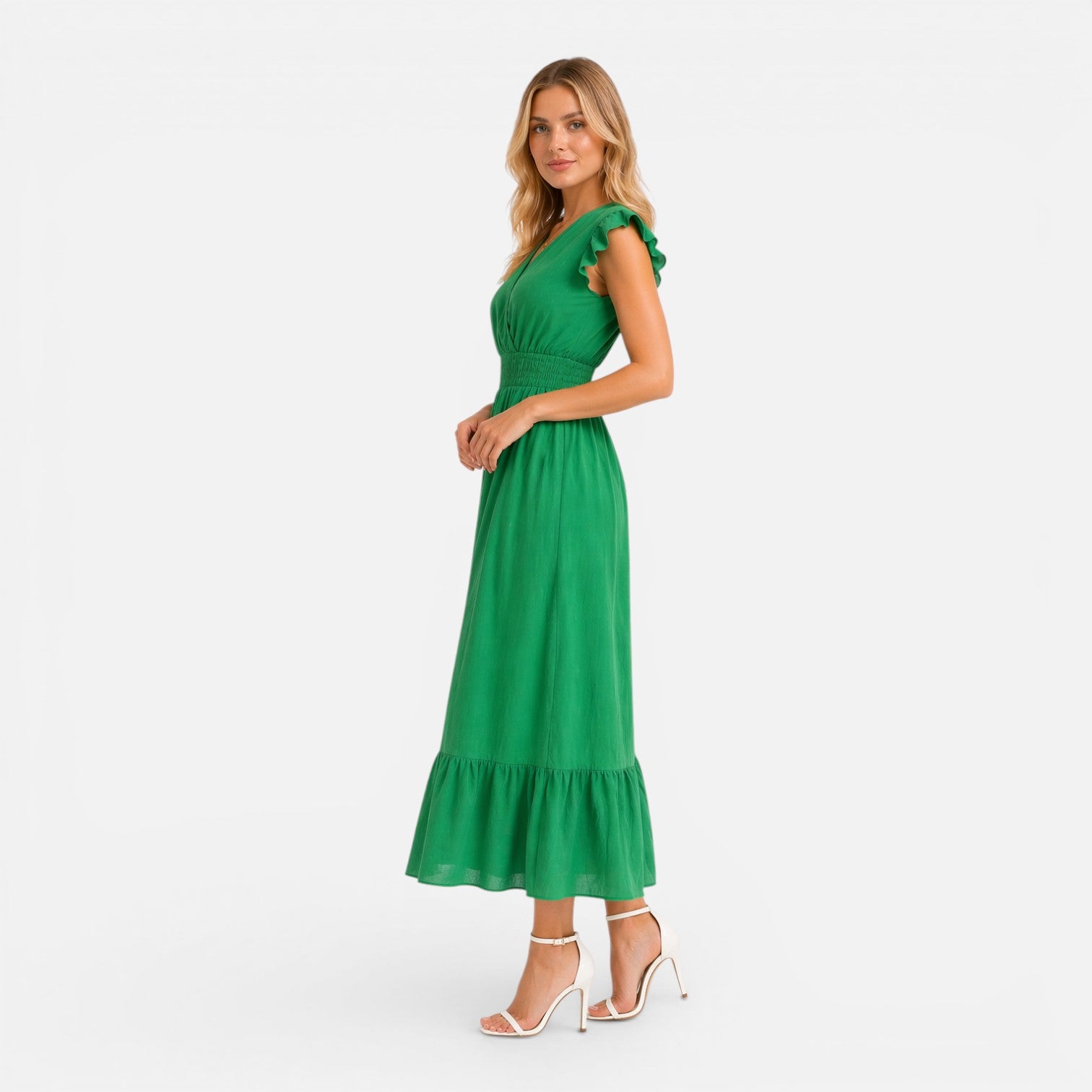Felorro | Women’s Wrap Midi Dress Cotton Comfortable Elegant Summer