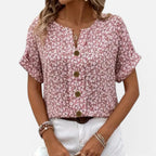 Felorro | Women’s Floral Blouse Lightweight Cotton Button Front Casual Fit