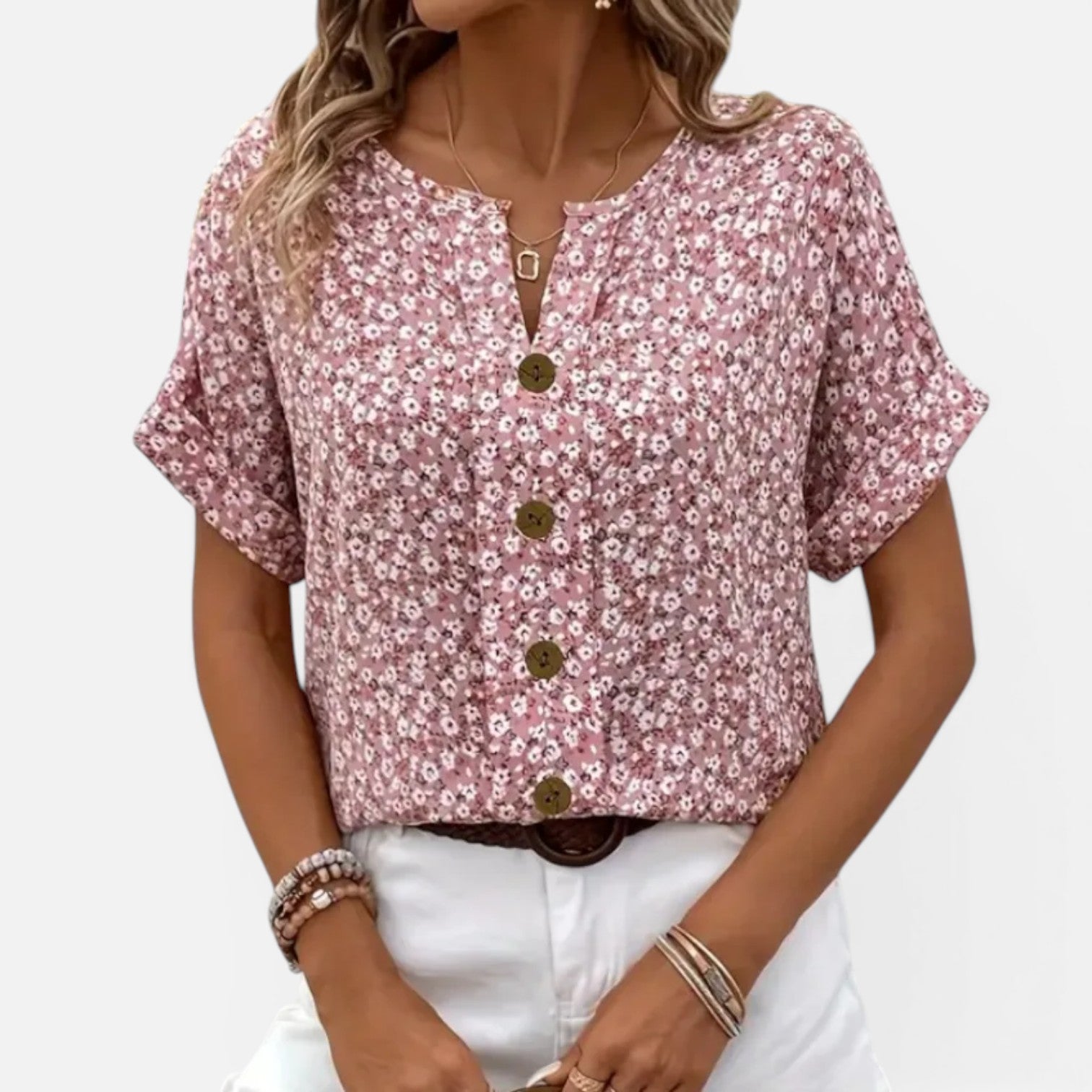 Felorro | Women’s Floral Blouse Lightweight Cotton Button Front Casual Fit