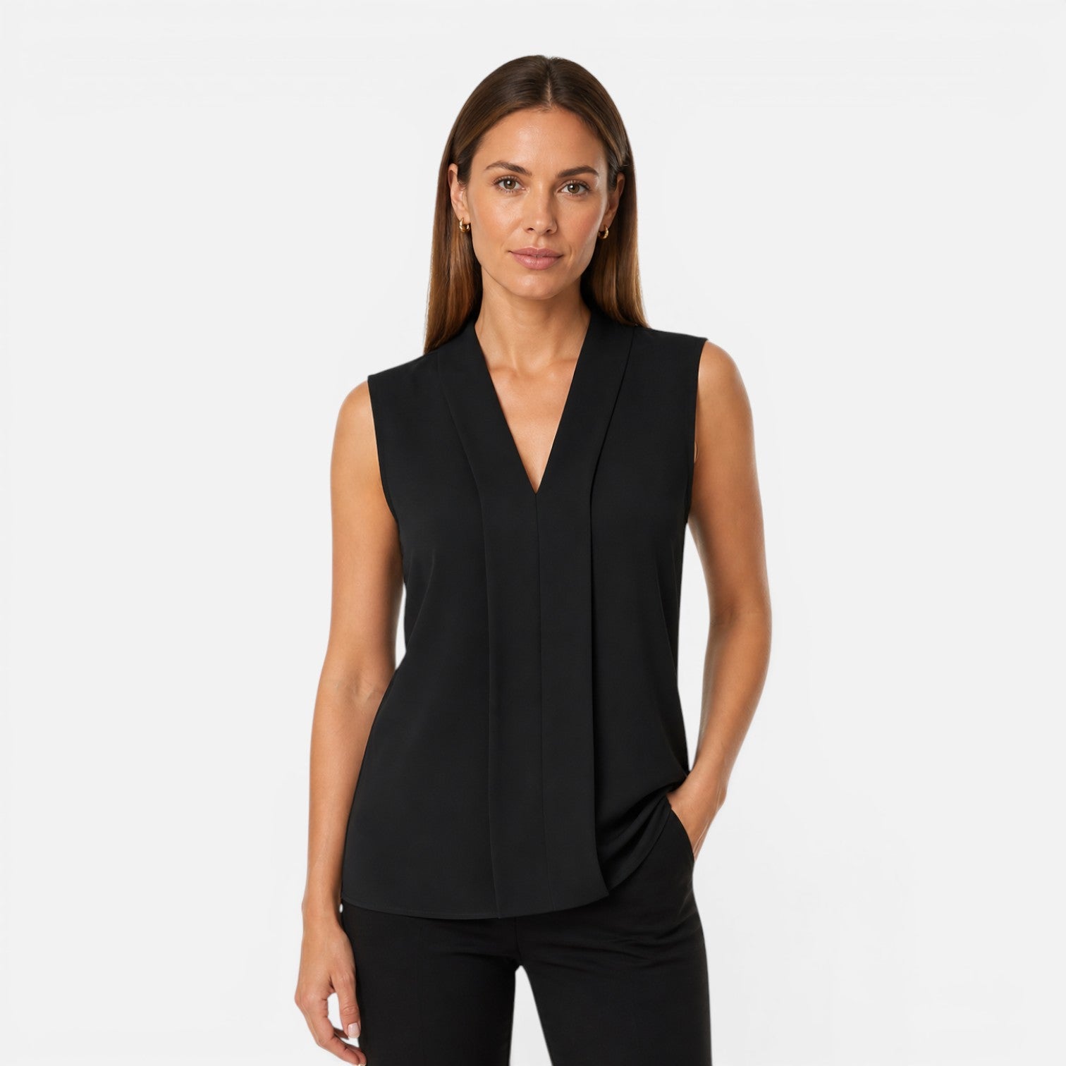 Felorro | Women’s Sleeveless Blouse Elegant Draped V-Neck Timeless Fit