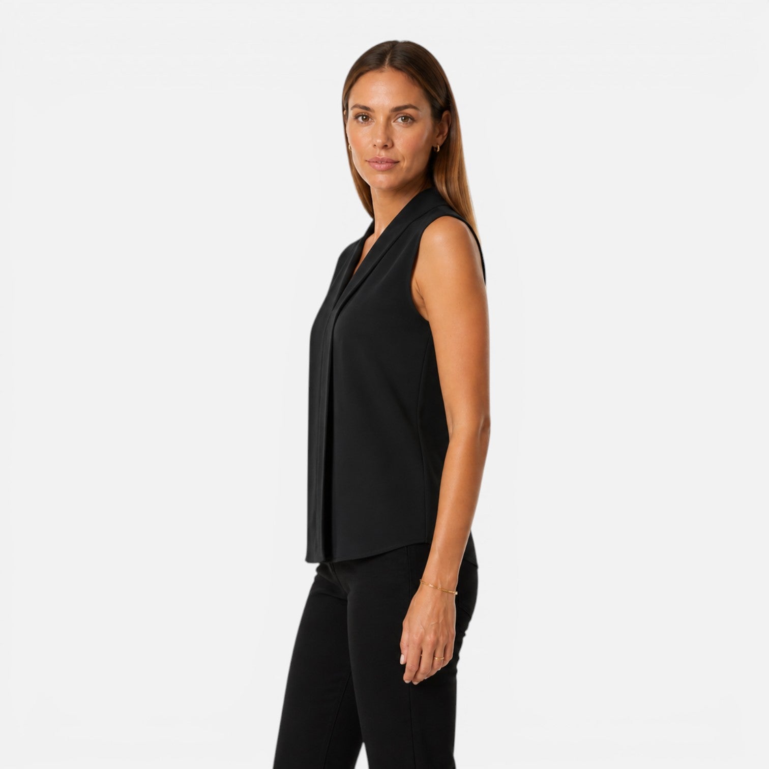 Felorro | Women’s Sleeveless Blouse Elegant Draped V-Neck Timeless Fit
