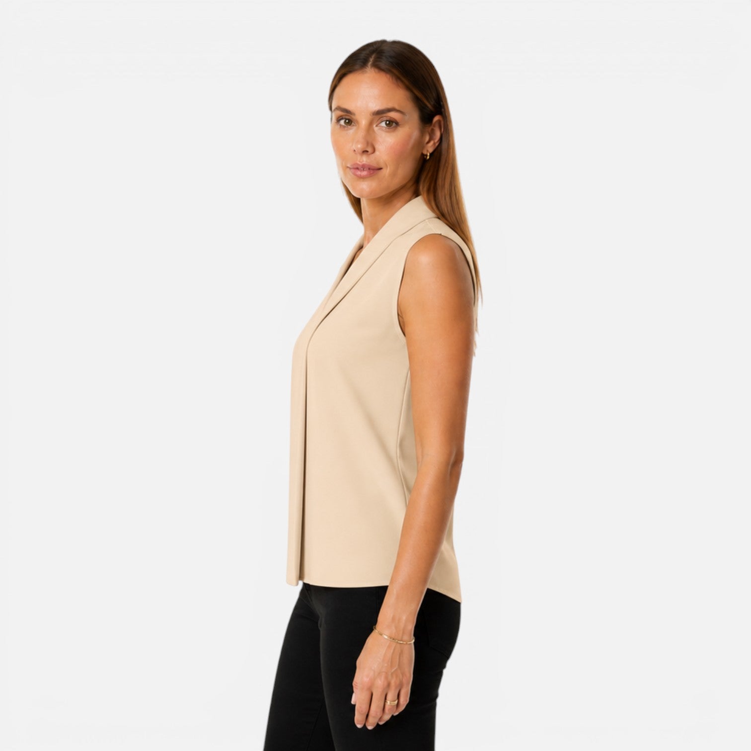 Felorro | Women’s Sleeveless Blouse Elegant Draped V-Neck Timeless Fit