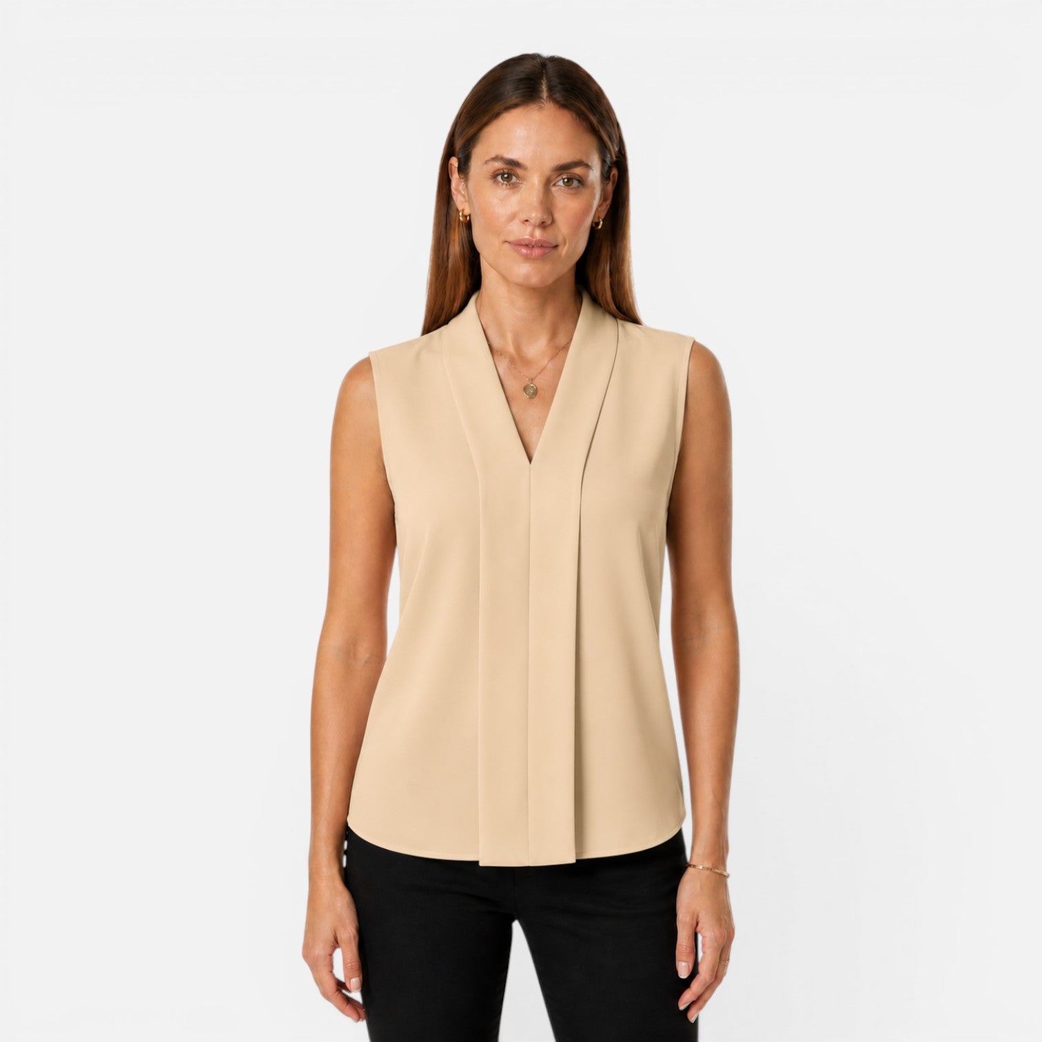 Felorro | Women’s Sleeveless Blouse Elegant Draped V-Neck Timeless Fit