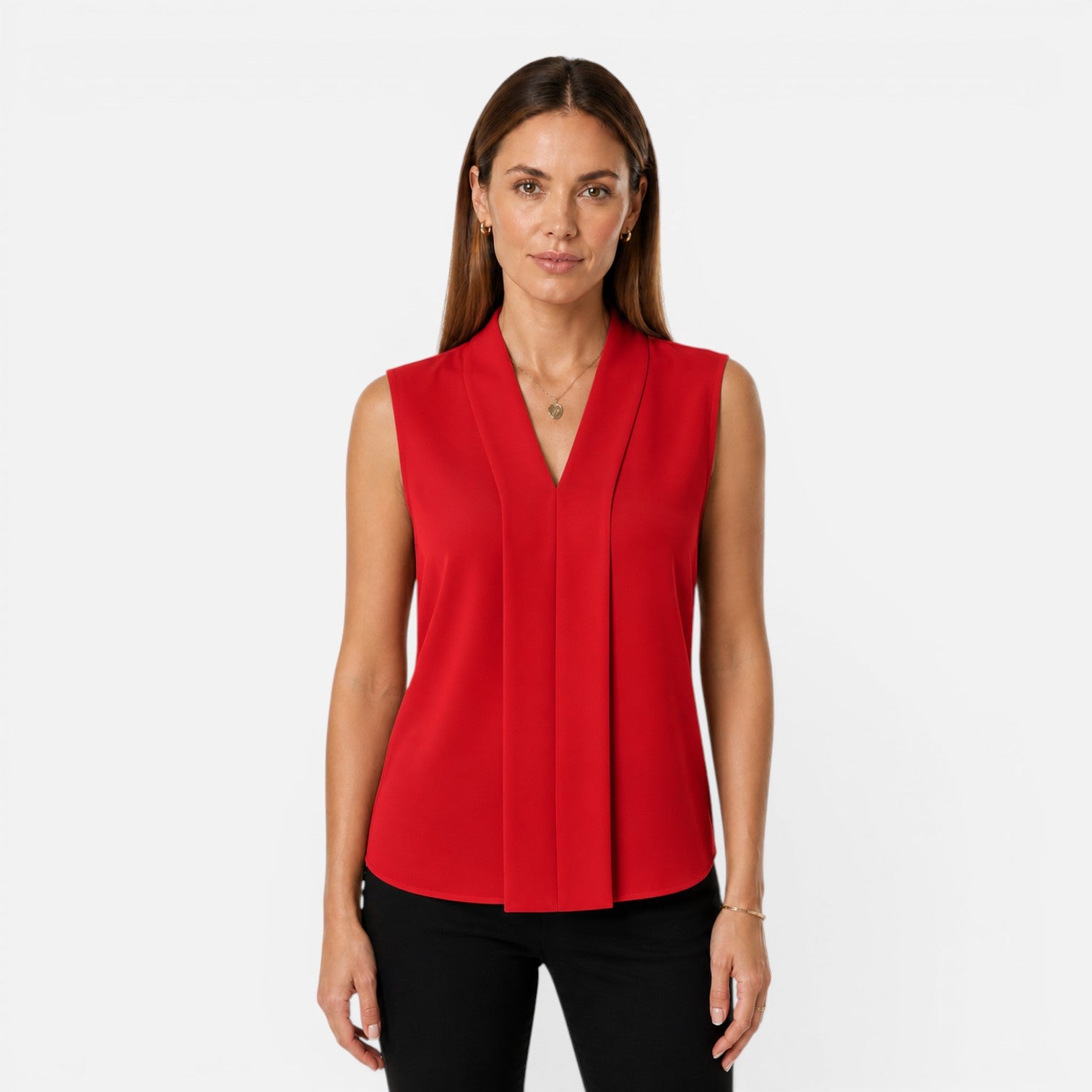 Felorro | Women’s Sleeveless Blouse Elegant Draped V-Neck Timeless Fit