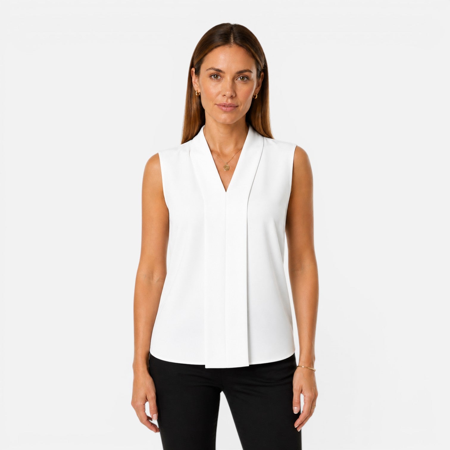 Felorro | Women’s Sleeveless Blouse Elegant Draped V-Neck Timeless Fit