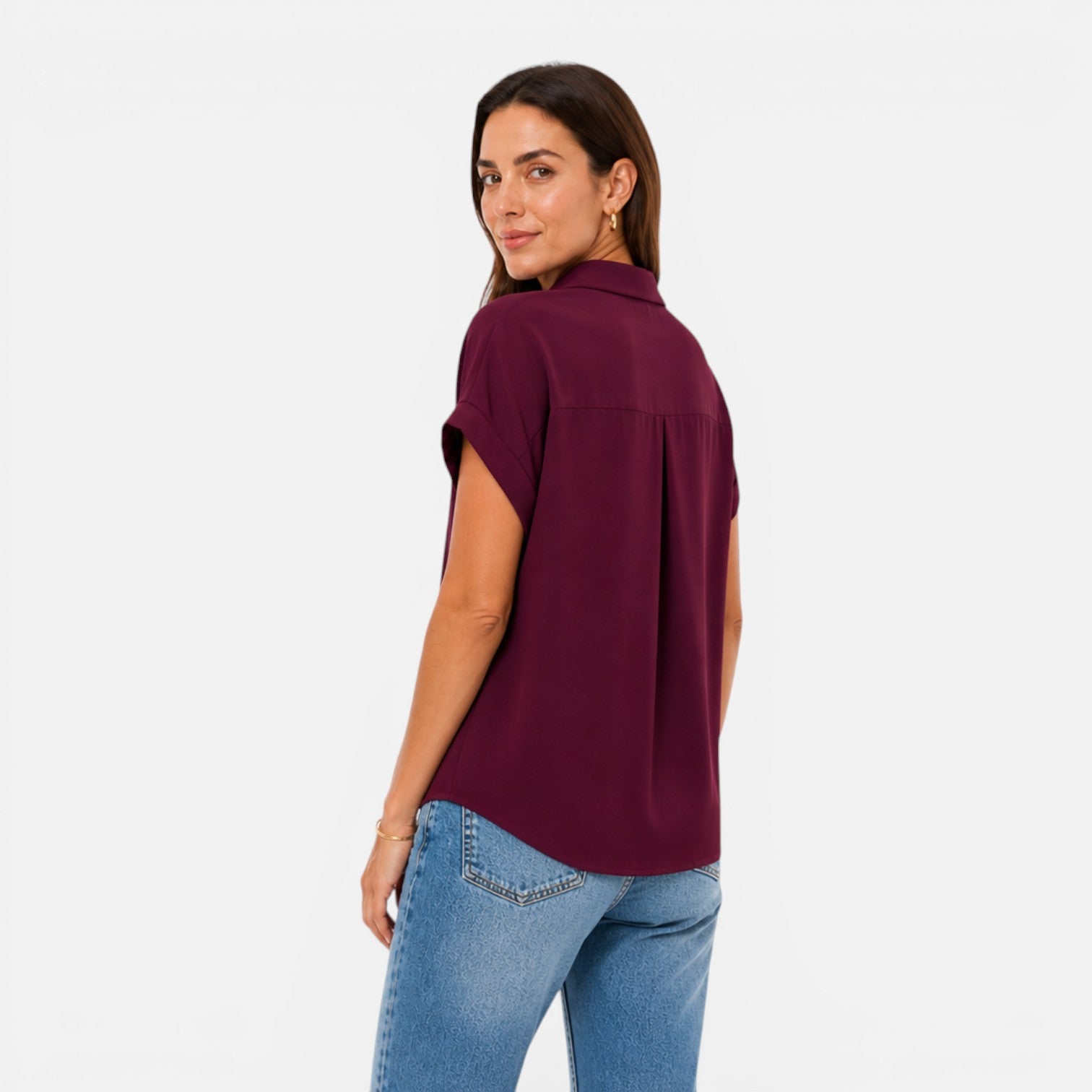Felorro | Women’s V-Neck Short Sleeve Blouse Relaxed Fit Lightweight Top