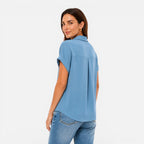 Felorro | Women’s V-Neck Short Sleeve Blouse Relaxed Fit Lightweight Top