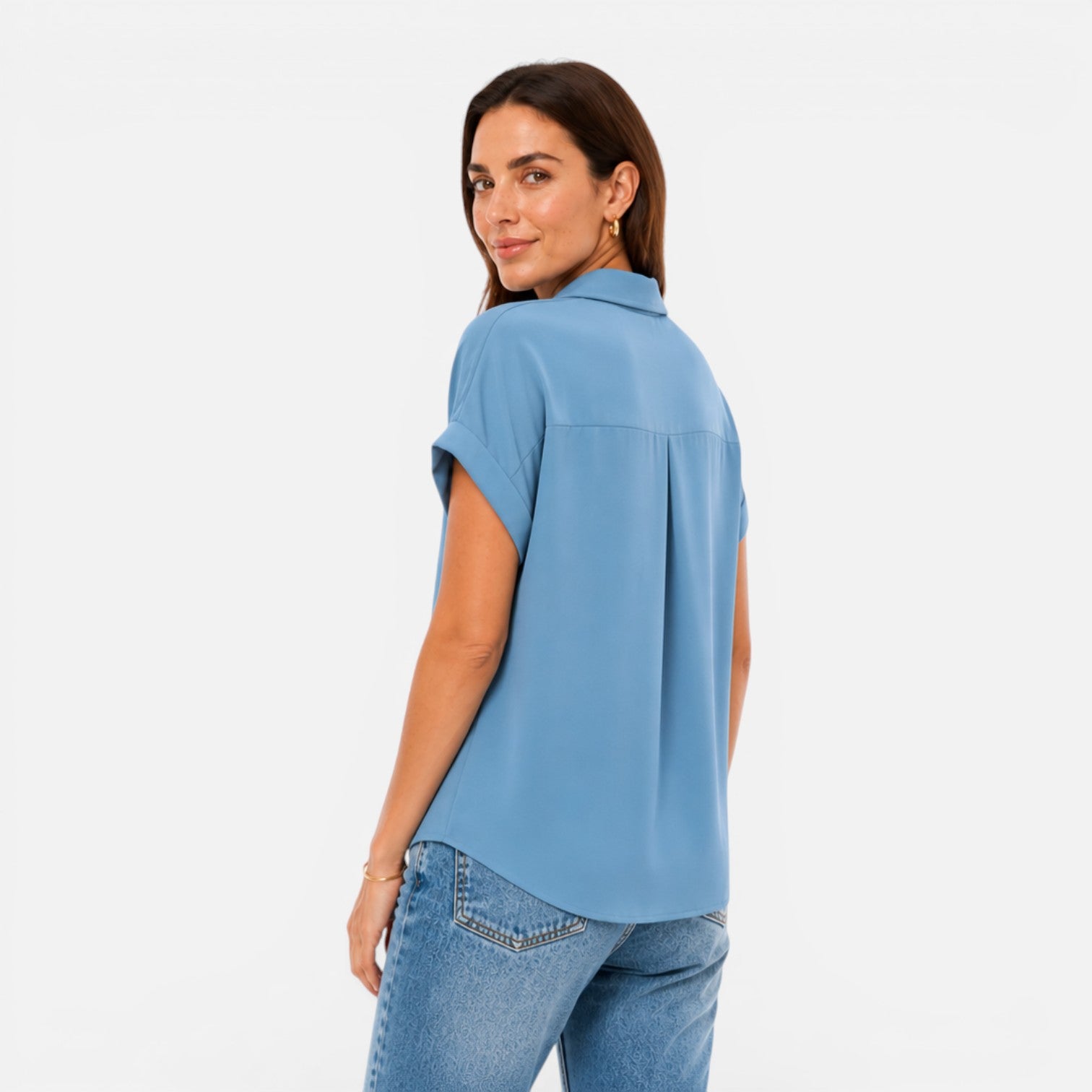 Felorro | Women’s V-Neck Short Sleeve Blouse Relaxed Fit Lightweight Top