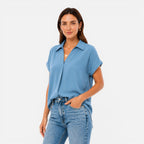 Felorro | Women’s V-Neck Short Sleeve Blouse Relaxed Fit Lightweight Top
