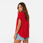 Felorro | Women’s Buttoned V-Neck T-Shirt Relaxed Fit Lightweight Summer Top
