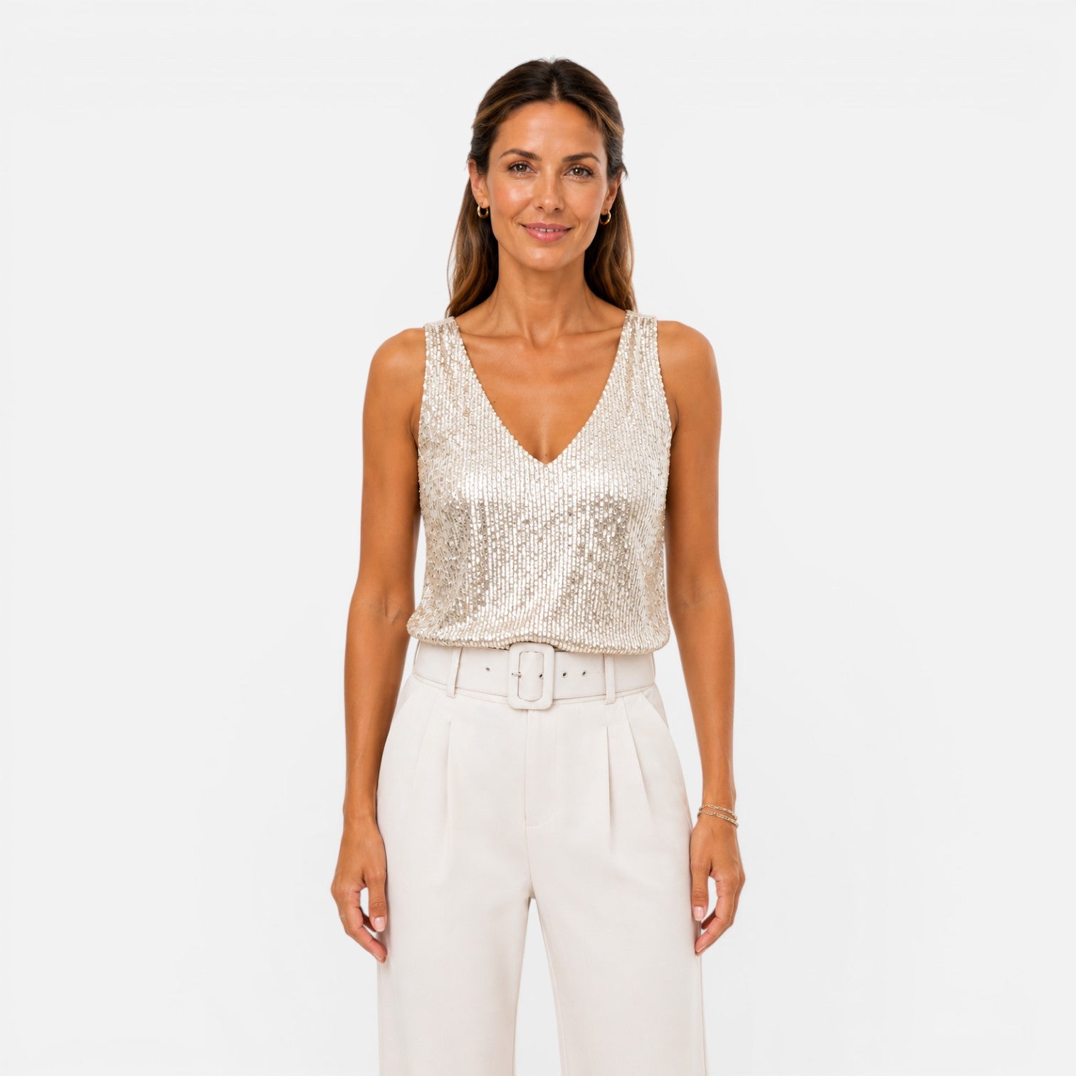 Felorro | Women’s Sequin V-Neck Top for Party & Evening Wear