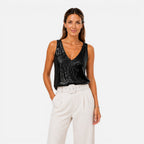 Felorro | Women’s Sequin V-Neck Top for Party & Evening Wear
