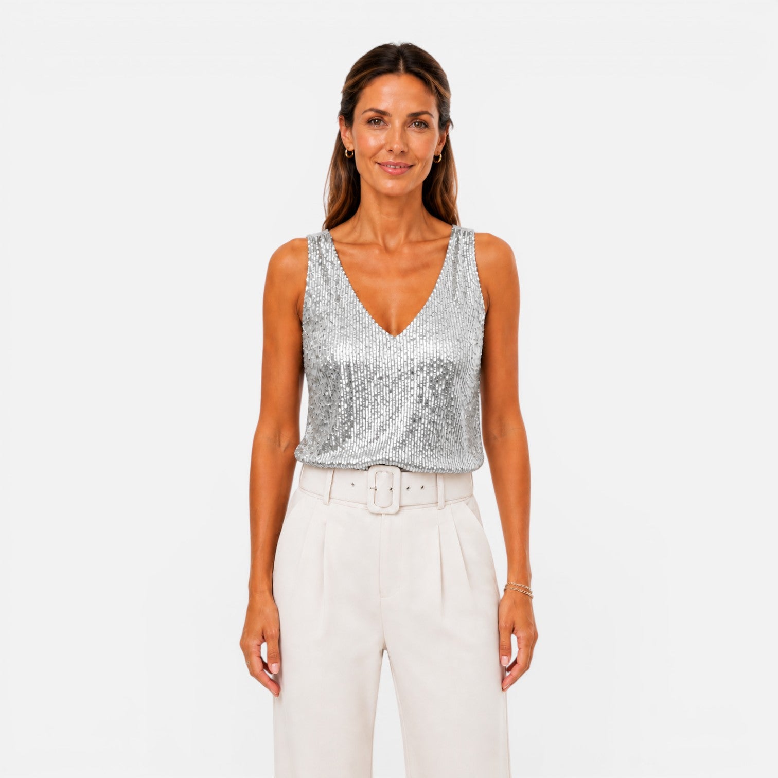 Felorro | Women’s Sequin V-Neck Top for Party & Evening Wear