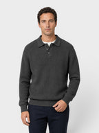Men's Ribbed Knit Polo Sweater – Long Sleeve