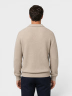Men's Ribbed Knit Polo Sweater – Long Sleeve