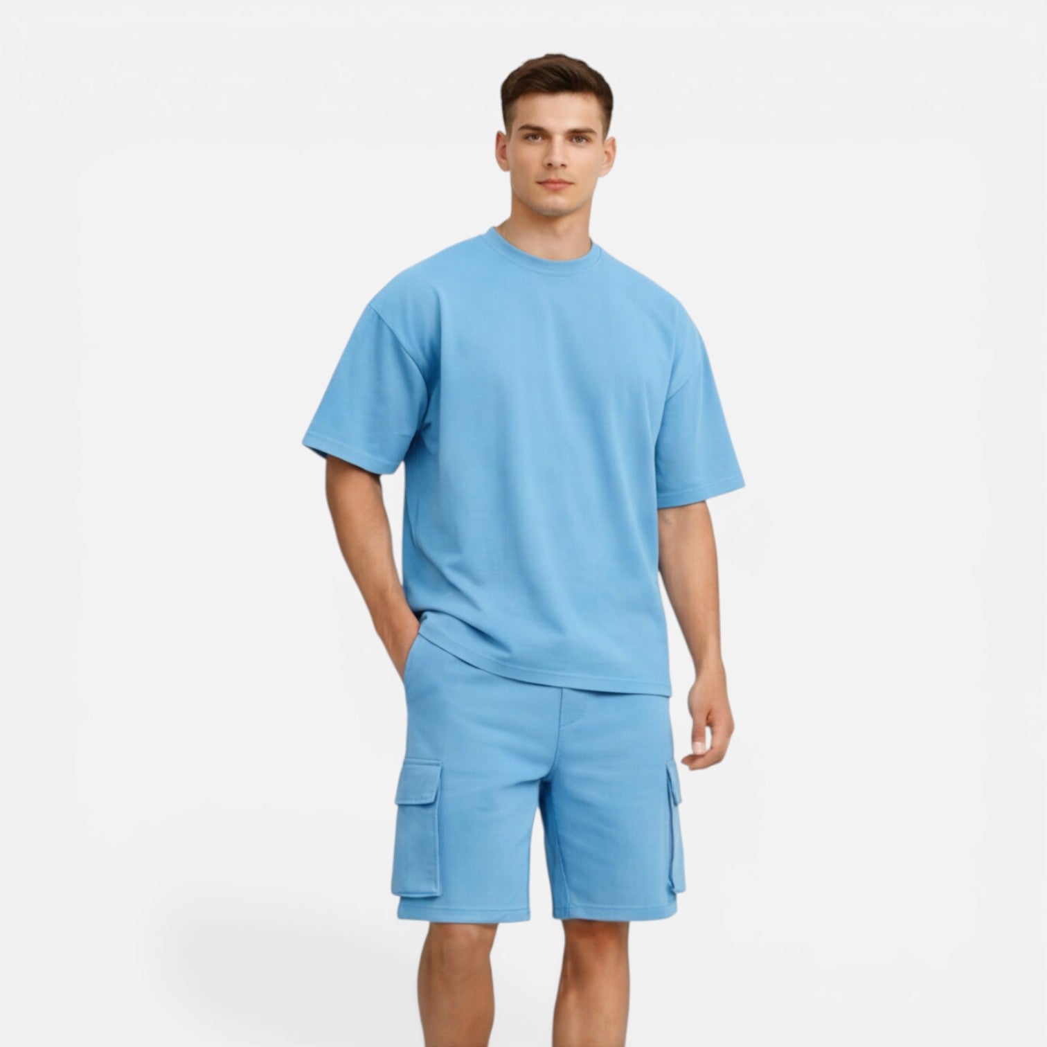 Felorro | Men’s Matching T-Shirt and Cargo Shorts Set Casual Summer