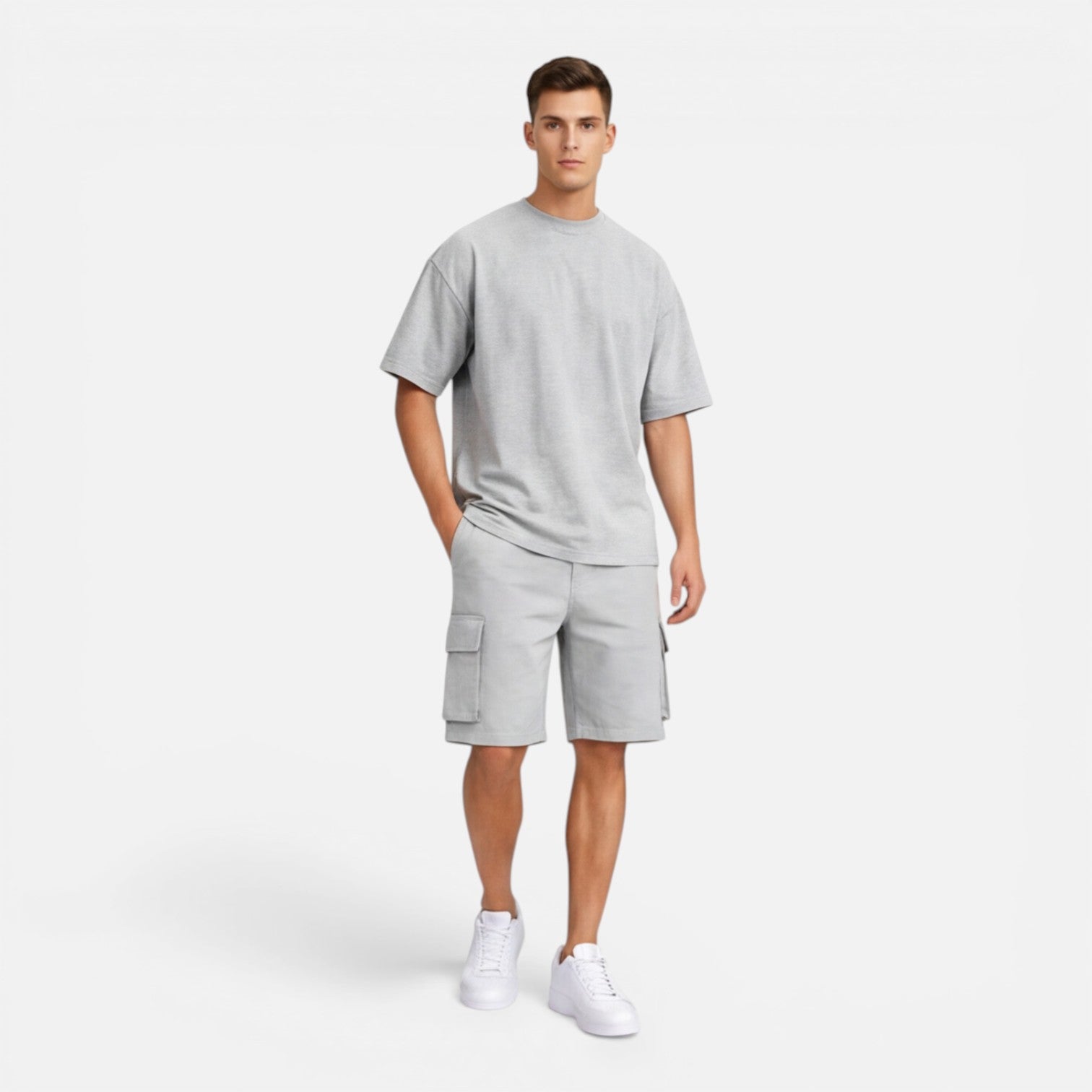 Felorro | Men’s Matching T-Shirt and Cargo Shorts Set Casual Summer