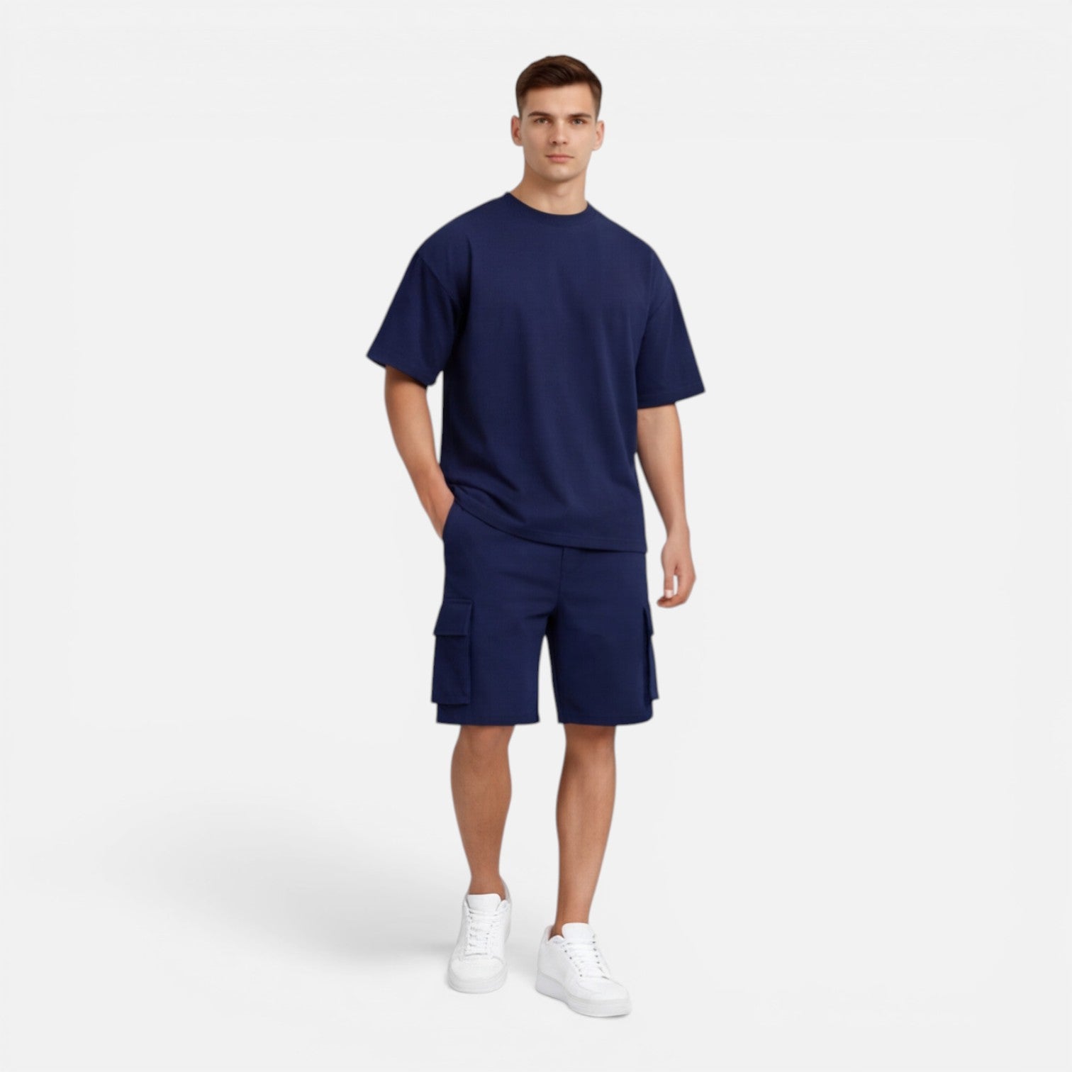 Felorro | Men’s Matching T-Shirt and Cargo Shorts Set Casual Summer