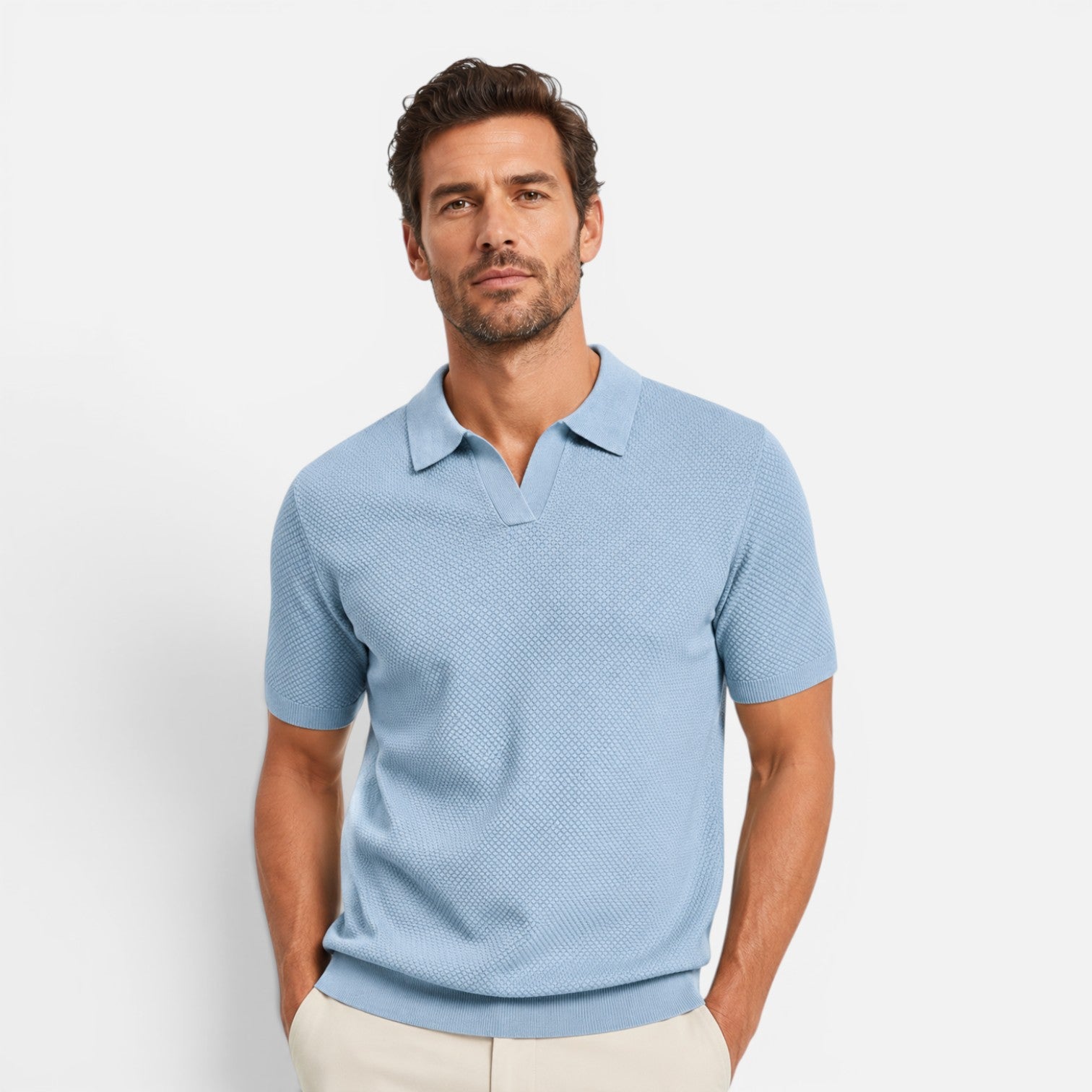 Felorro | Men’s Slim Fit Knit Polo Shirt Lightweight Breathable Wear