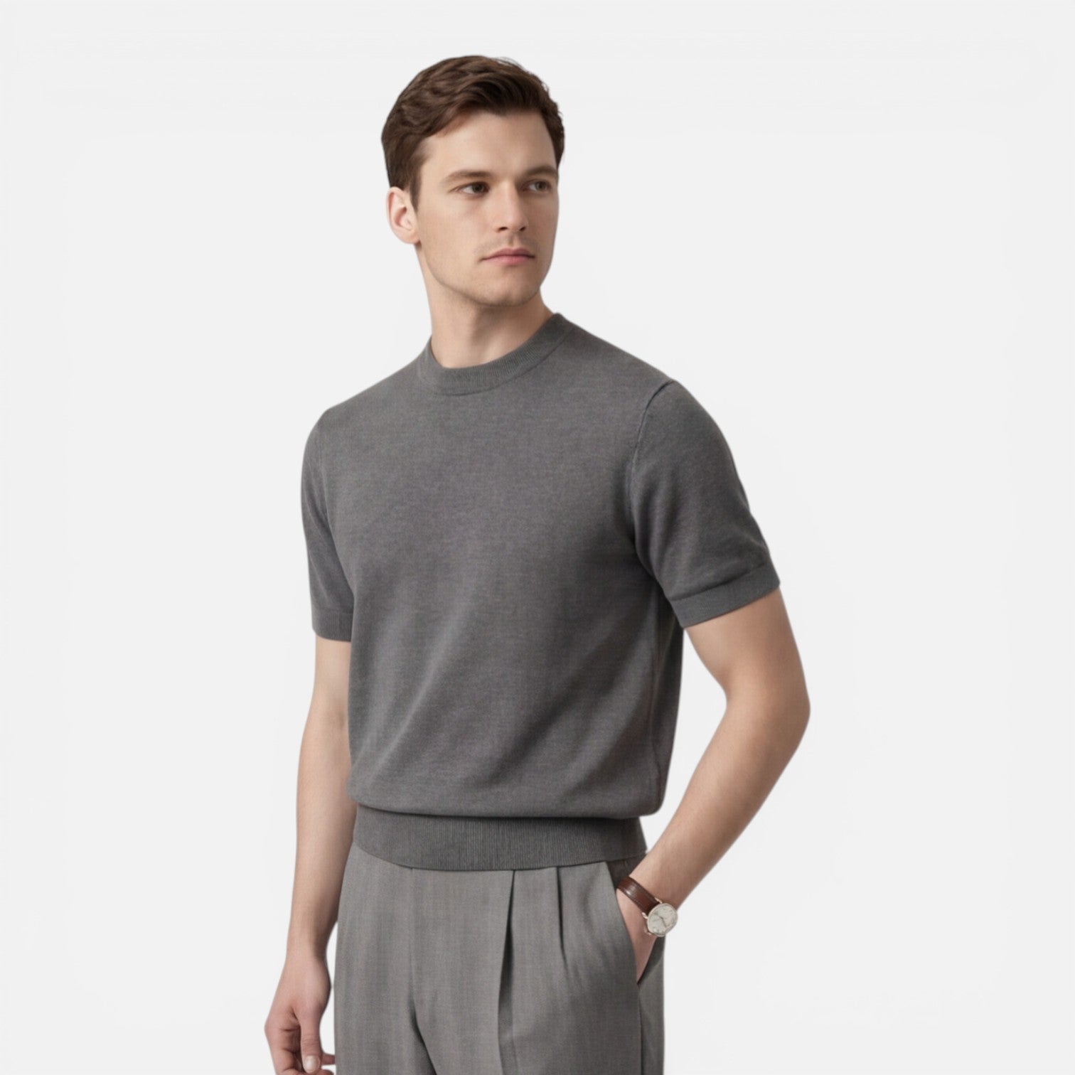 Felorro | Men’s Slim Fit Knit T-Shirt Breathable Cotton Summer Wear
