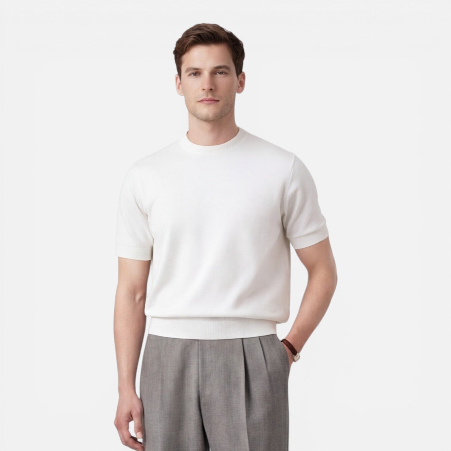 Felorro | Men’s Slim Fit Knit T-Shirt Breathable Cotton Summer Wear