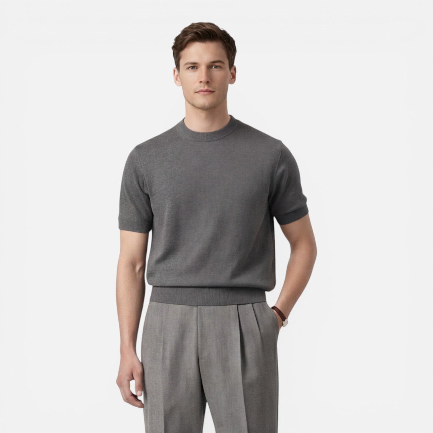 Felorro | Men’s Slim Fit Knit T-Shirt Breathable Cotton Summer Wear