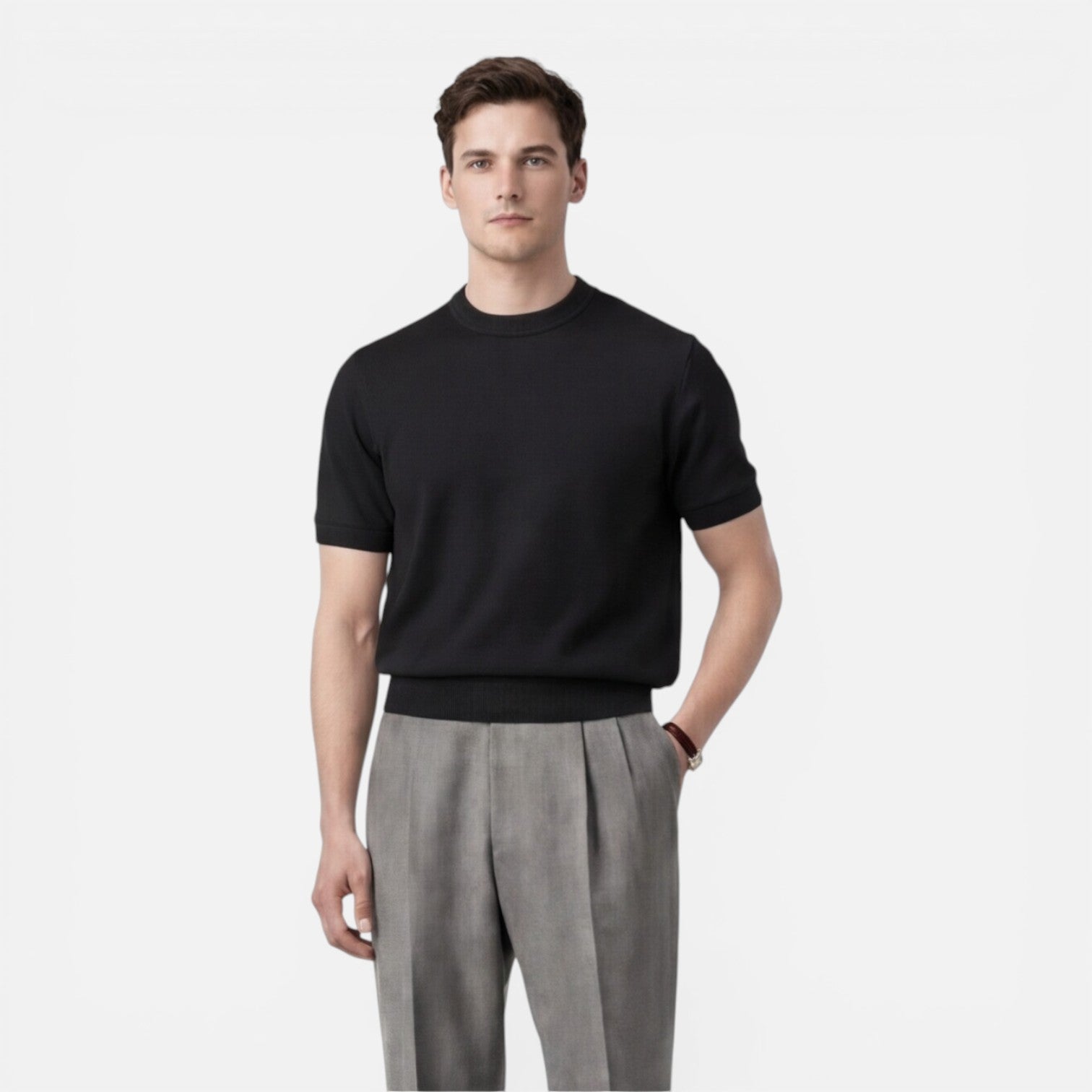 Felorro | Men’s Slim Fit Knit T-Shirt Breathable Cotton Summer Wear