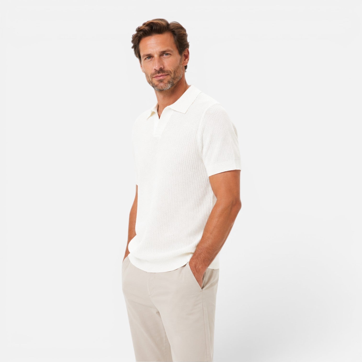 Felorro | Men’s Textured Knit Polo – Lightweight Summer Shirt
