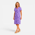Felorro | Women’s Casual Printed Midi Dress – V-Neck Short Sleeve Summer Dress