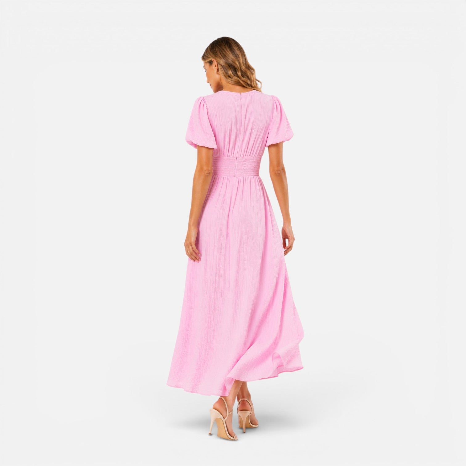 Felorro | Women’s Maxi Dress – Deep V-Neck Puff Sleeve Formal Dress