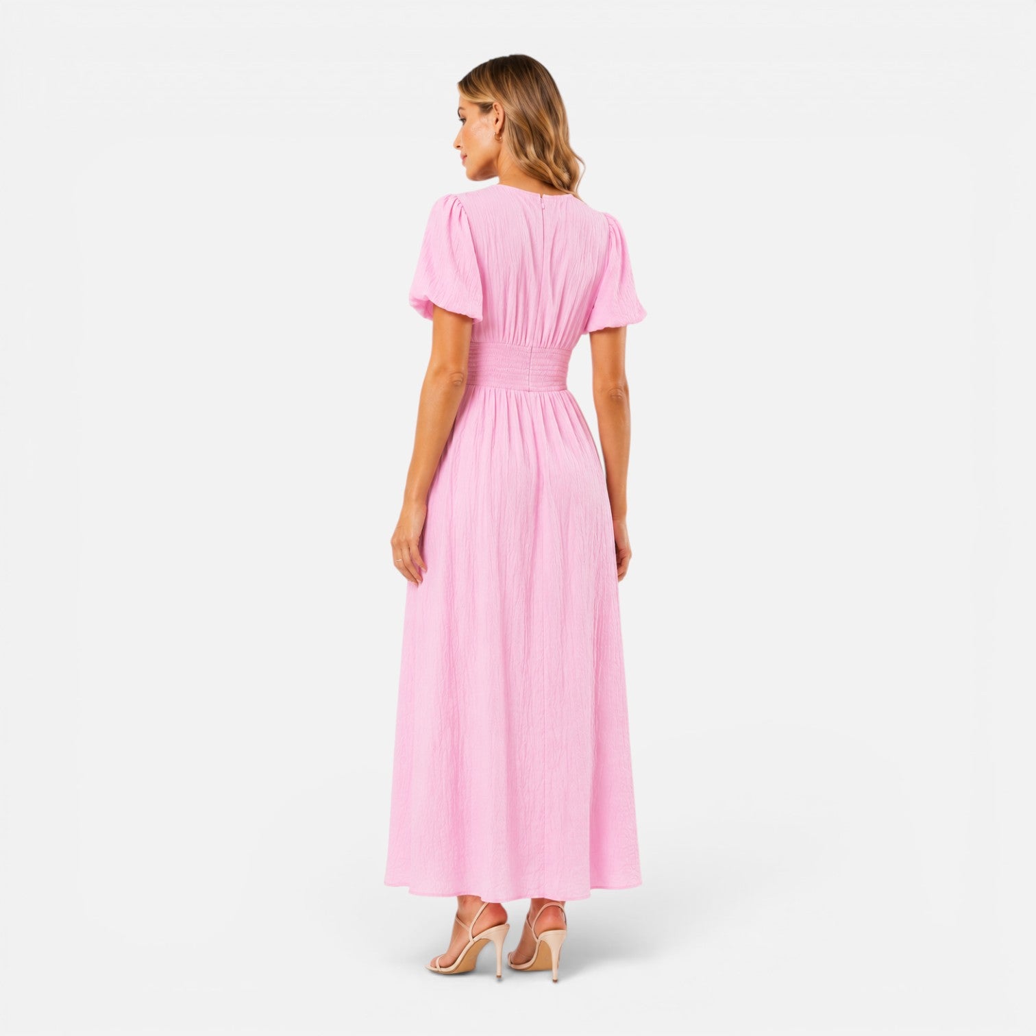 Felorro | Women’s Maxi Dress – Deep V-Neck Puff Sleeve Formal Dress