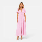 Felorro | Women’s Maxi Dress – Deep V-Neck Puff Sleeve Formal Dress