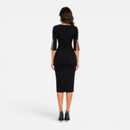 Felorro | Women's Elegant Midi Sheath Dress with Pearl Split Sleeves