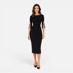 Felorro | Women's Elegant Midi Sheath Dress with Pearl Split Sleeves