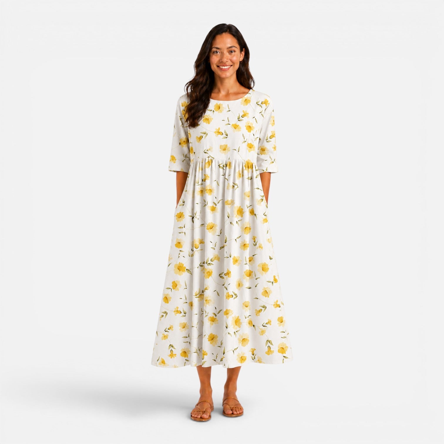 Felorro | Women’s Floral Midi Dress – Spring Summer Dress