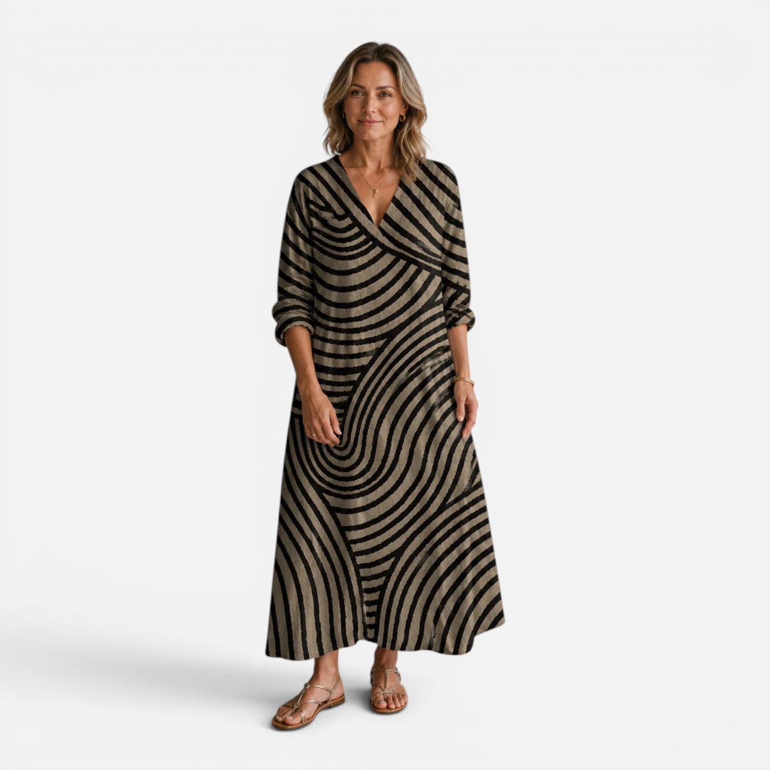 Felorro | Women’s Flowy Maxi Dress Abstract Print Style