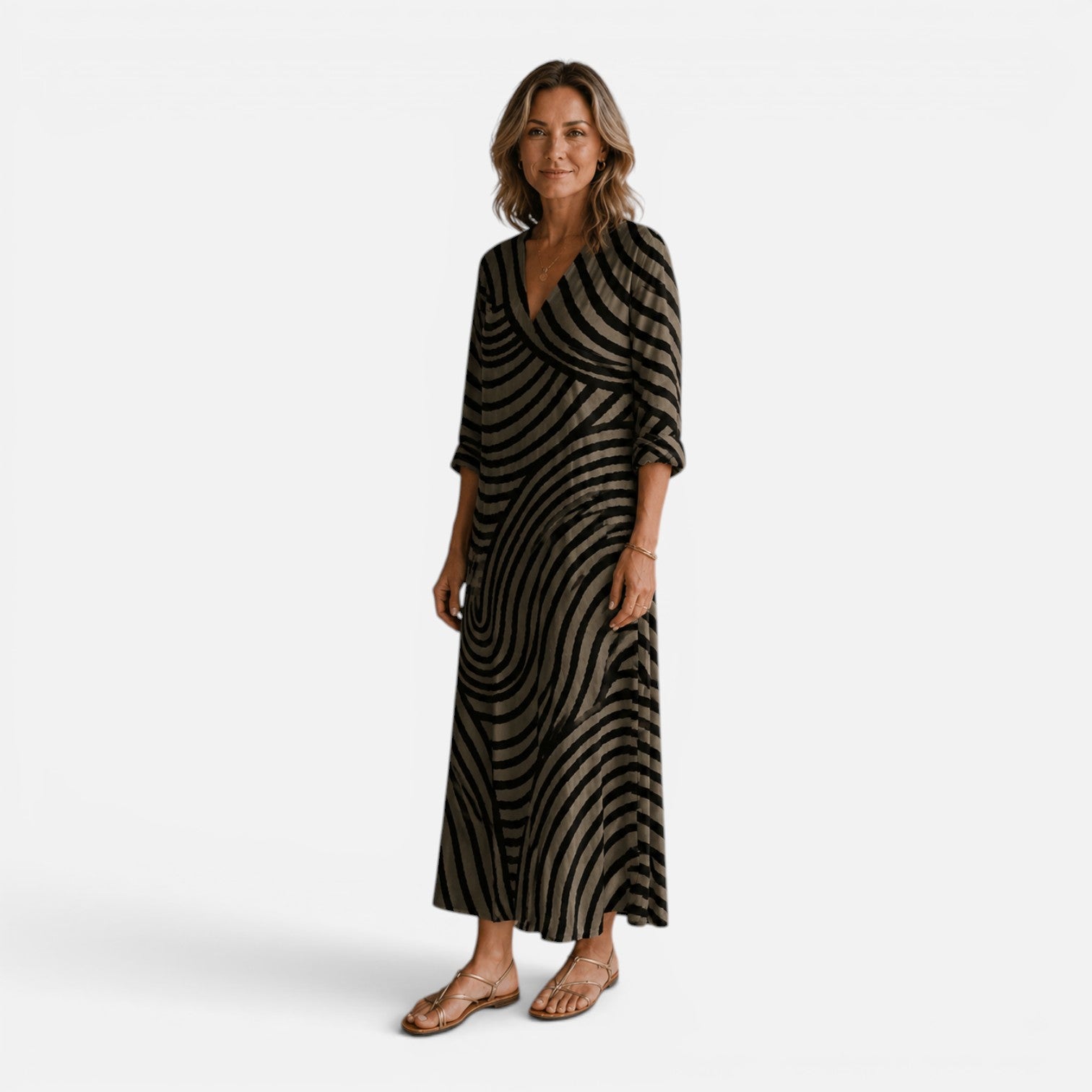 Felorro | Women’s Flowy Maxi Dress Abstract Print Style