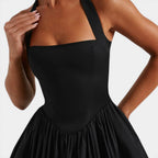 Felorro | Women’s Halter Neck Corset Midi Dress Backless Fit and Flare Party Dress