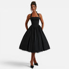 Felorro | Women’s Halter Neck Corset Midi Dress Backless Fit and Flare Party Dress
