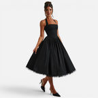 Felorro | Women’s Halter Neck Corset Midi Dress Backless Fit and Flare Party Dress