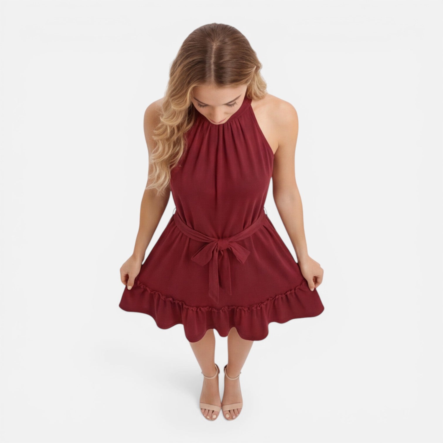 Felorro | Women’s Halter Neck Dress Lightweight Elegant Summer Mini