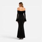 Felorro | Women’s Off Shoulder Lace Maxi Dress with Flare Sleeves